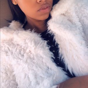 White Faux fur jacket